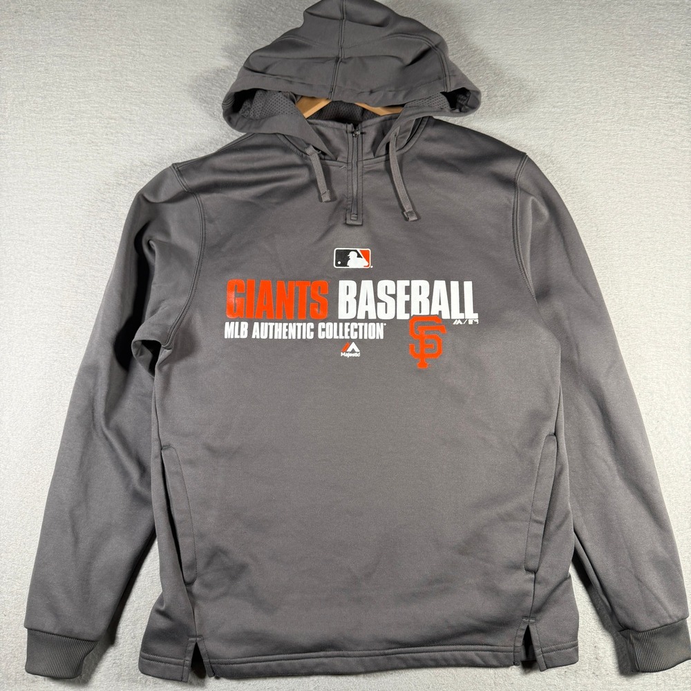 Majestic San Francisco Giants MLB Authentic Collection Gray 1/4 Zip Hoodie Men M